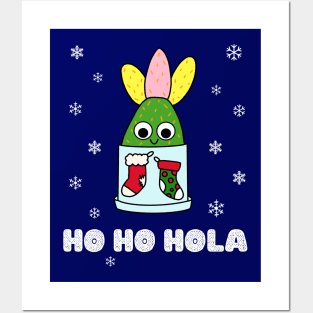 Ho Ho Hola - Hybrid Cactus In Christmas Themed Pot Posters and Art